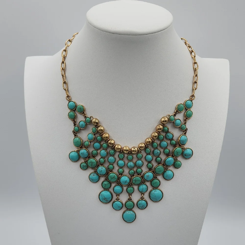 Lucky Brand Gold and Turquoise Necklace - Picture 1 of 13